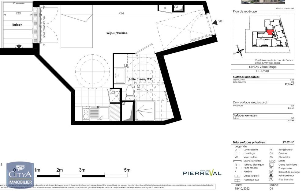 location Appartement - 1 pièce(s) - 27 m² Juvisy-sur-Orge (91260)