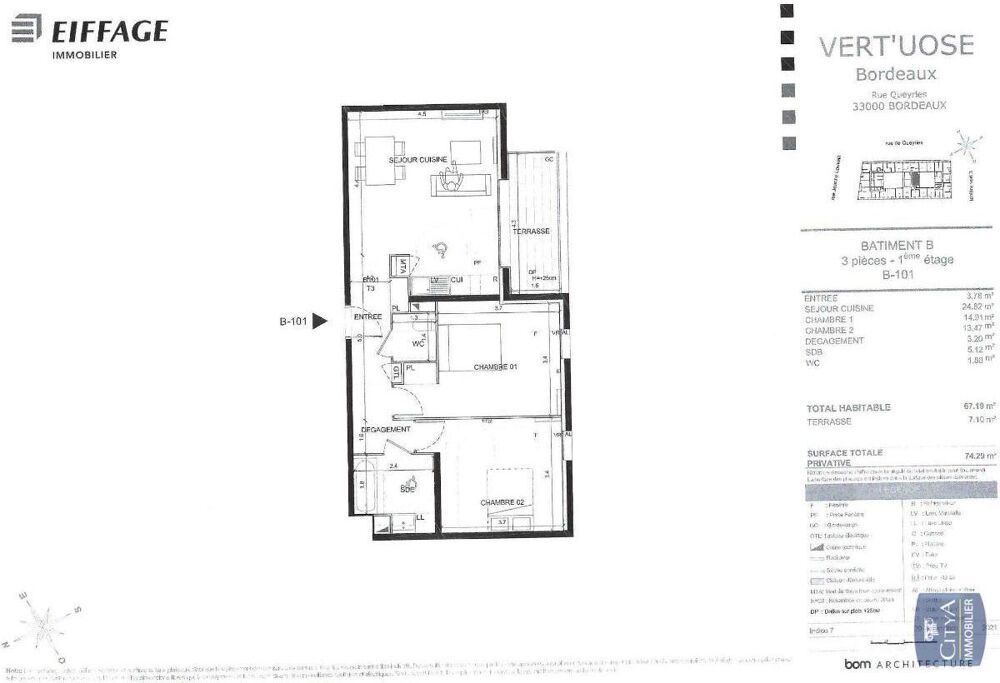 location Appartement - 3 pièce(s) - 67 m² Bordeaux (33100)