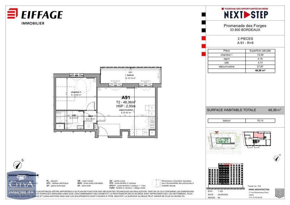 location Appartement - 2 pièce(s) - 48 m² Bordeaux (33000)