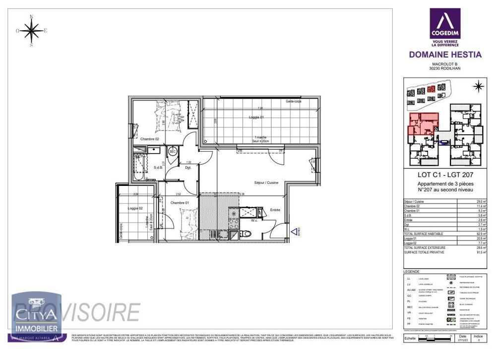 location Appartement - 3 pièce(s) - 63 m² Rodilhan (30230)