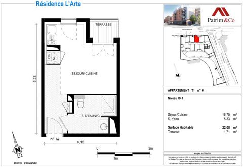  Appartement � louer 1 pi�ce 22 m�