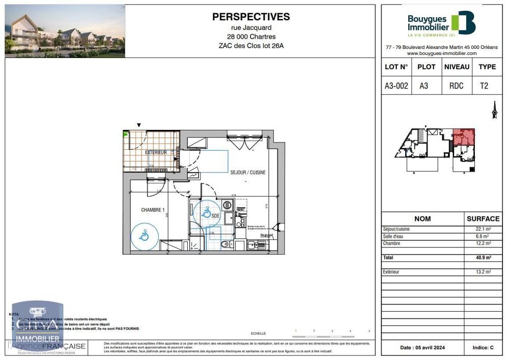 À LOUER - Appartement neuf T2 à Chartres - Logement La F....