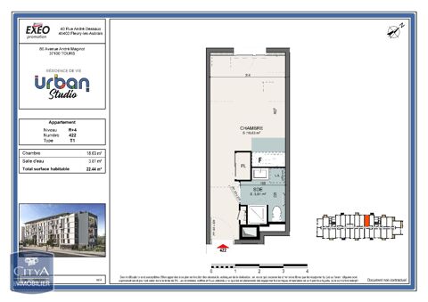  Appartement � louer 1 pi�ce 22 m�