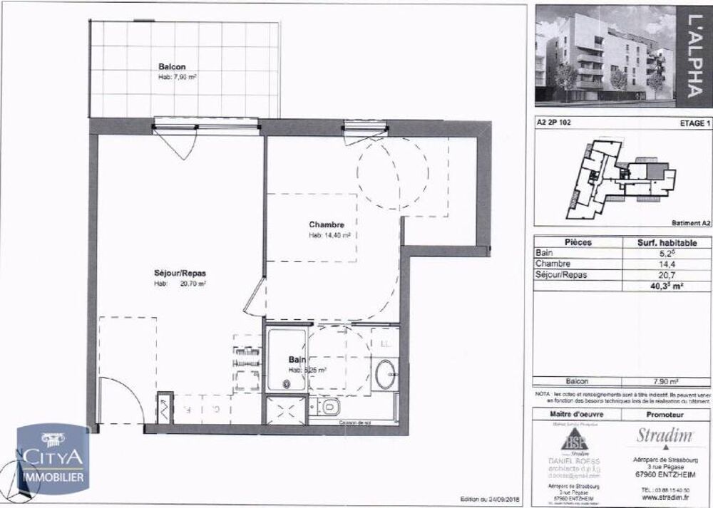 location Appartement - 2 pièce(s) - 40 m² Illkirch-Graffenstaden (67400)