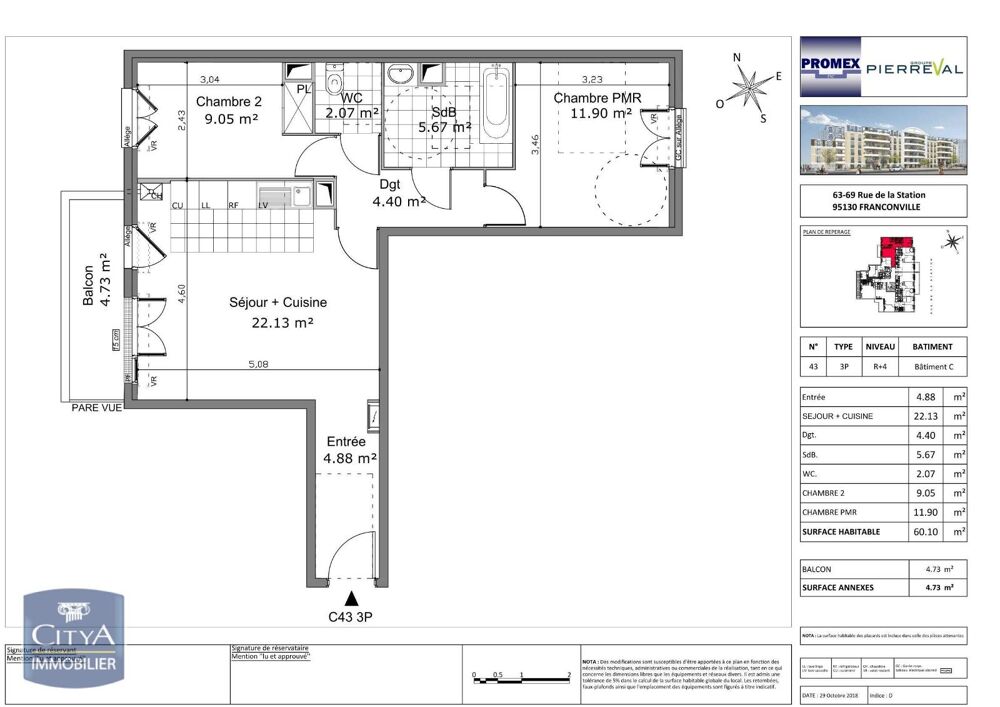 location Appartement - 3 pièce(s) - 60 m² Franconville (95130)