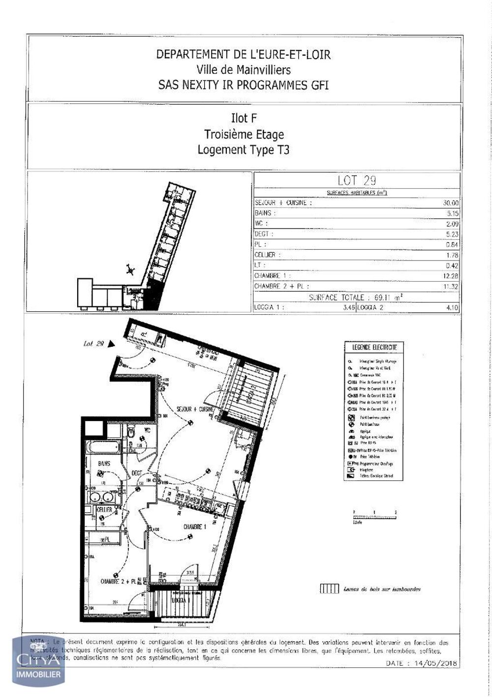 location Appartement - 3 pièce(s) - 69 m² Mainvilliers (28300)
