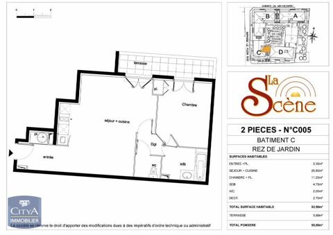  Appartement � louer 2 pi�ces 53 m�