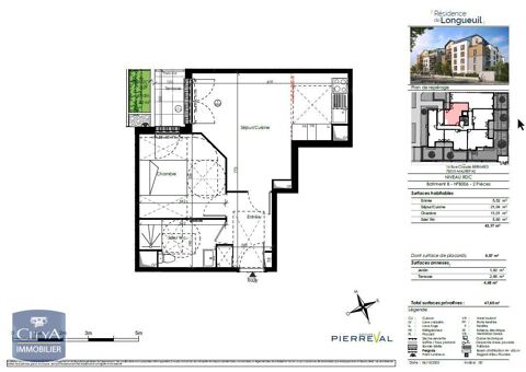  Appartement � louer 2 pi�ces 43 m�