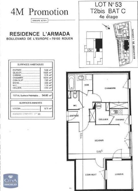  Appartement  louer 2 pices 55 m