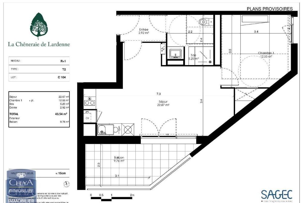 location Appartement - 2 pièce(s) - 44 m² Tournefeuille (31170)