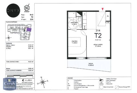  Appartement � louer 2 pi�ces 44 m�