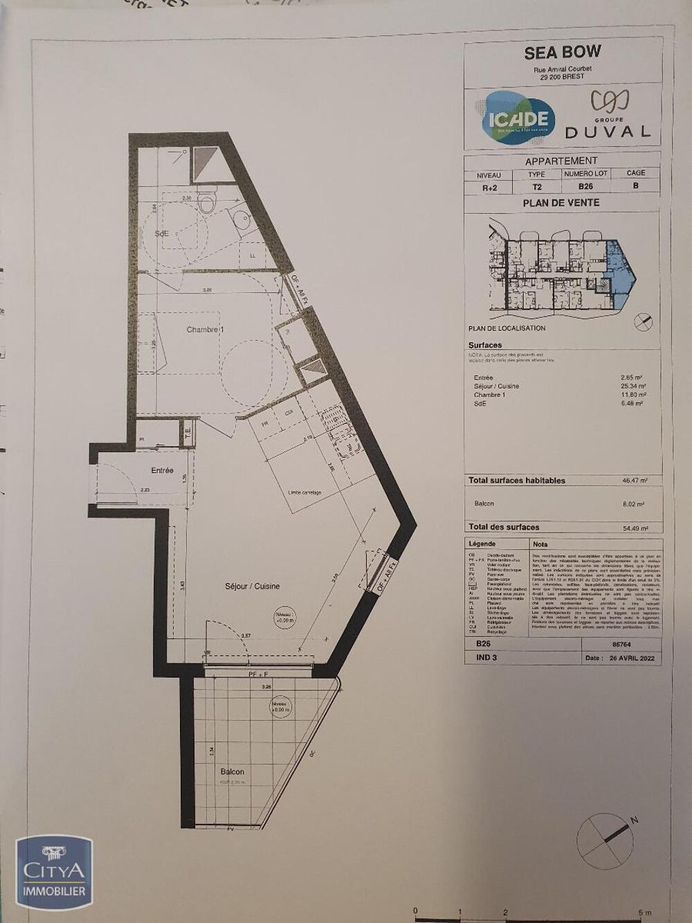 location Appartement - 2 pièce(s) - 46 m² Brest (29200)