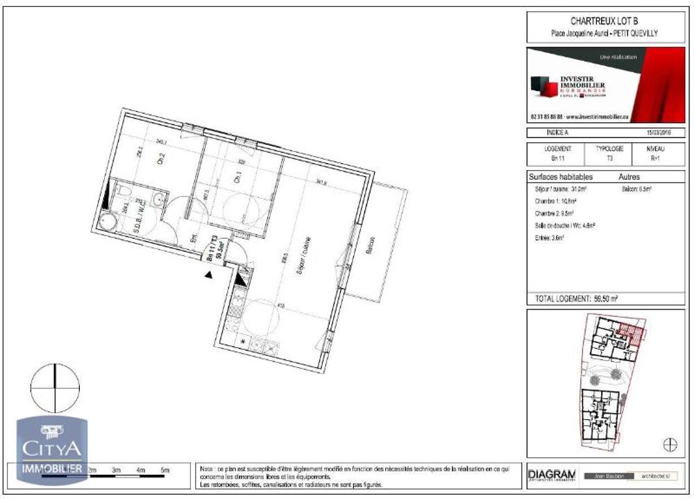 location Appartement - 3 pièce(s) - 60 m² Le Petit-Quevilly (76140)