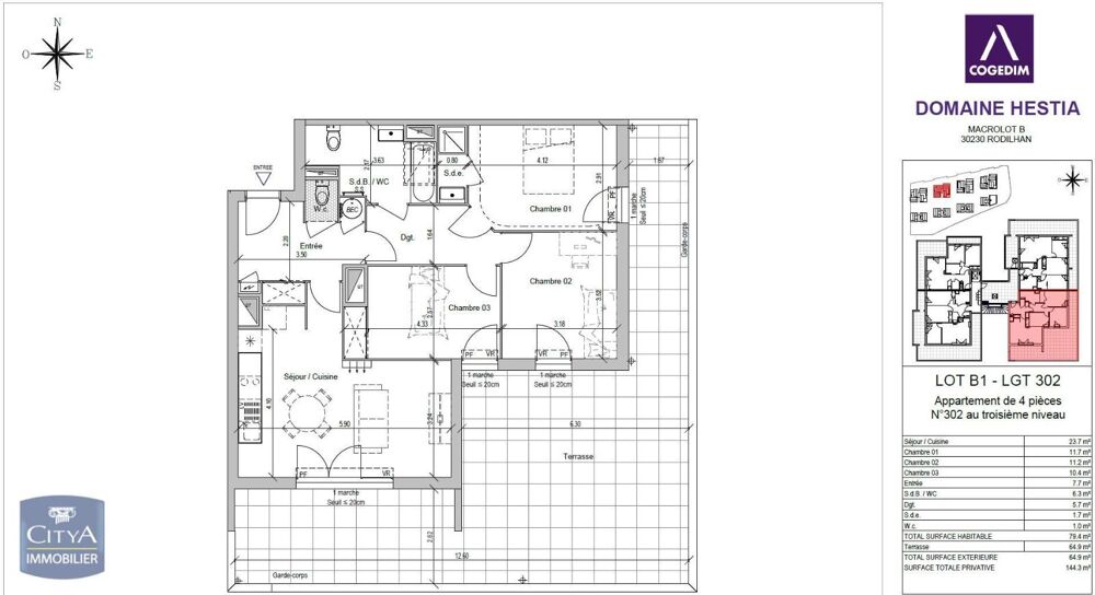 location Appartement - 4 pièce(s) - 79 m² Rodilhan (30230)