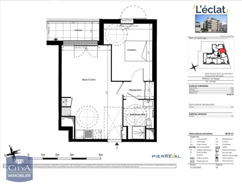  Appartement � louer 2 pi�ces 44 m�