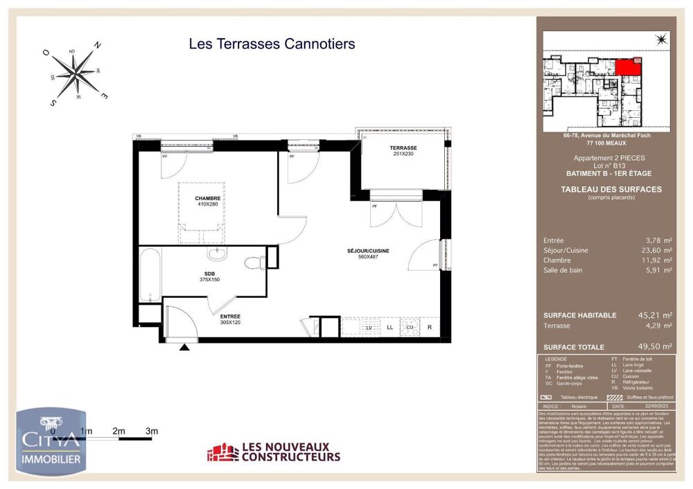 location Appartement - 2 pièce(s) - 45 m² Meaux (77100)