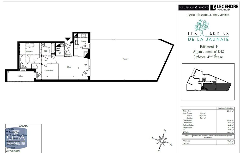 location Appartement - 3 pièce(s) - 60 m² Saint-Sébastien-sur-Loire (44230)