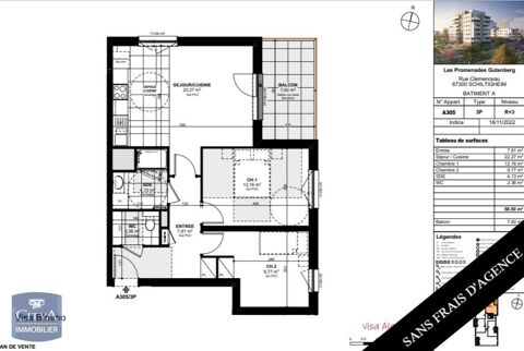  Appartement  louer 3 pices 59 m