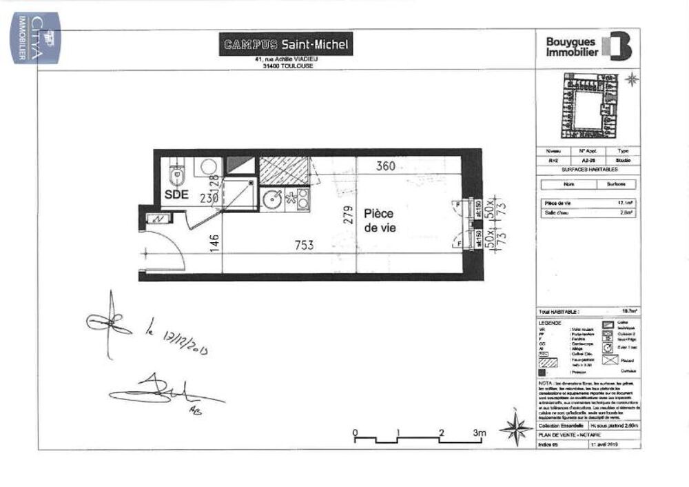 location Appartement - 1 pièce(s) - 19 m² Toulouse (31400)