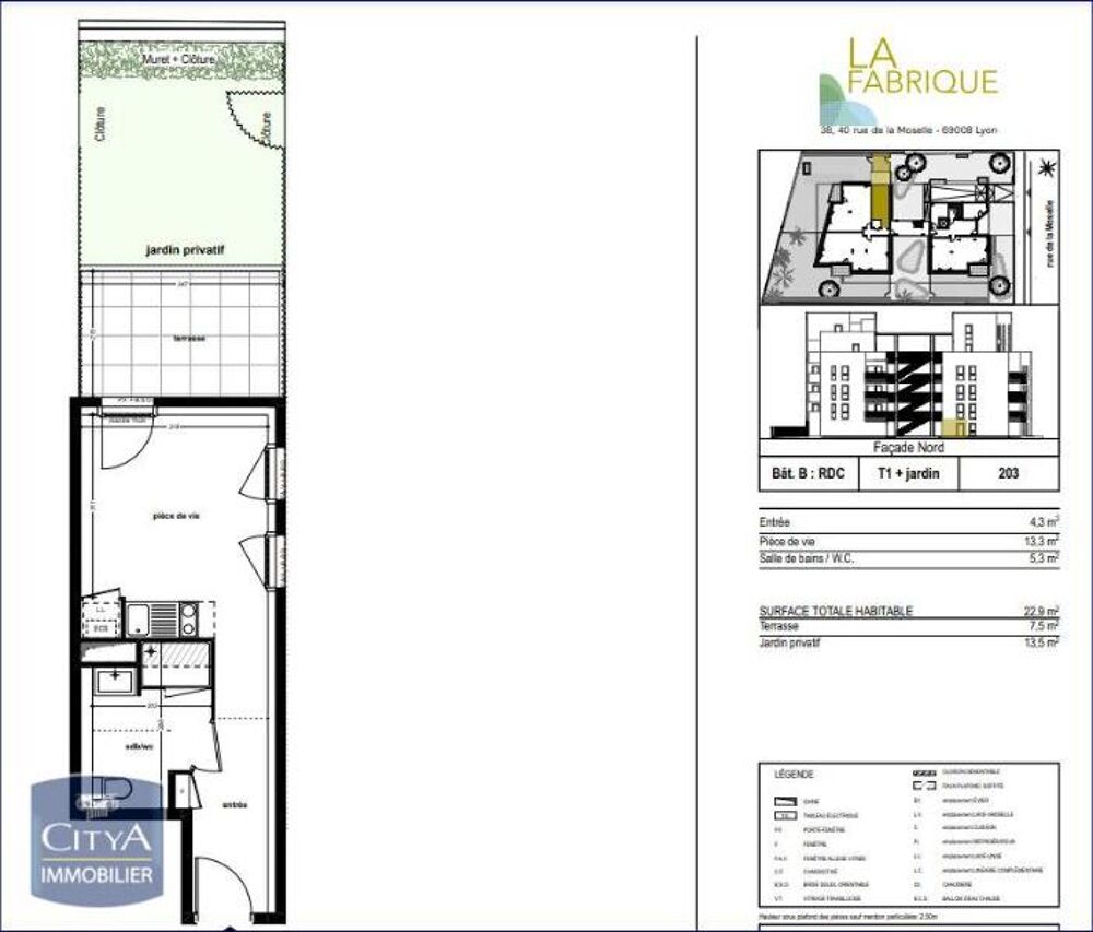 location Appartement - 1 pièce(s) - 23 m² Lyon 8