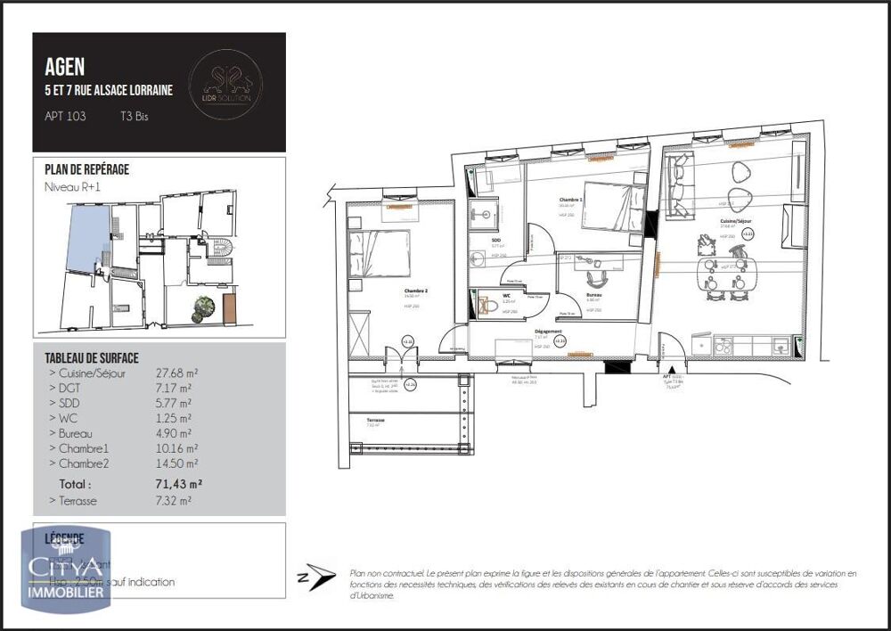 À LOUER : Appartement T3 situé à AGEN, dans le code post....
