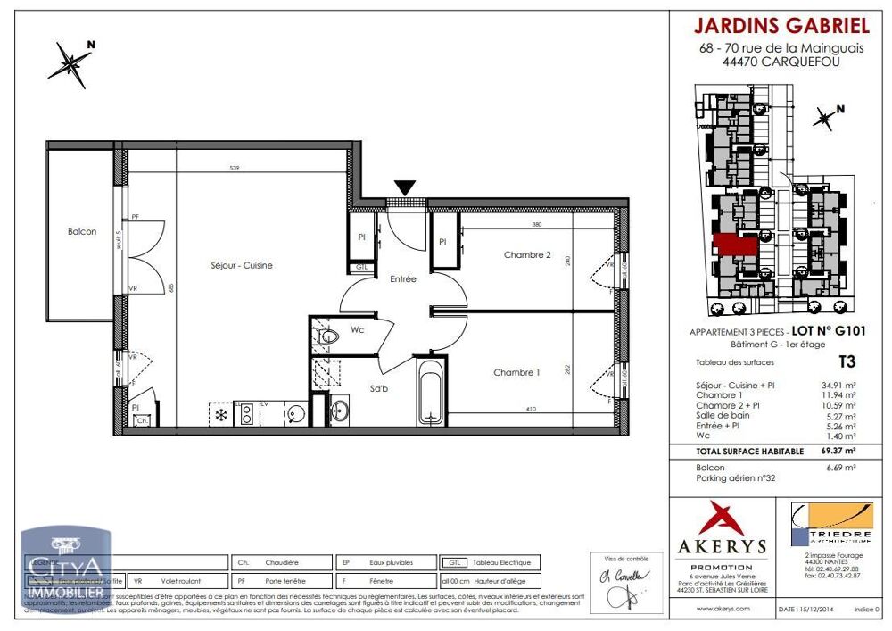 location Appartement - 3 pièce(s) - 69 m² Carquefou (44470)