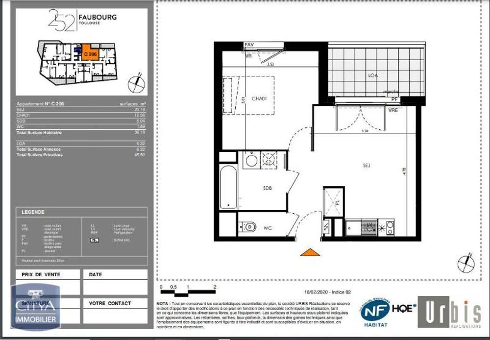 location Appartement - 2 pièce(s) - 39 m² Toulouse (31400)