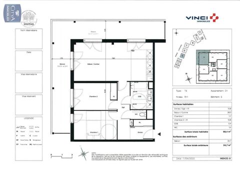  Appartement � louer 3 pi�ces 68 m�