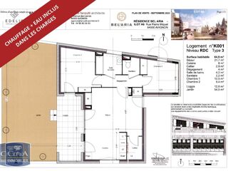  Appartement à louer 3 pièces 65 m²