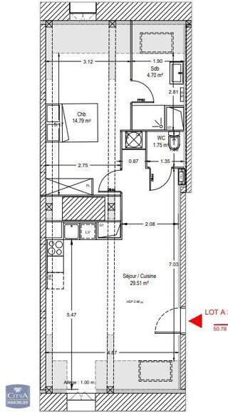  Appartement à louer 2 pièces 52 m²