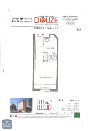  Appartement à louer 1 pièce 21 m²
