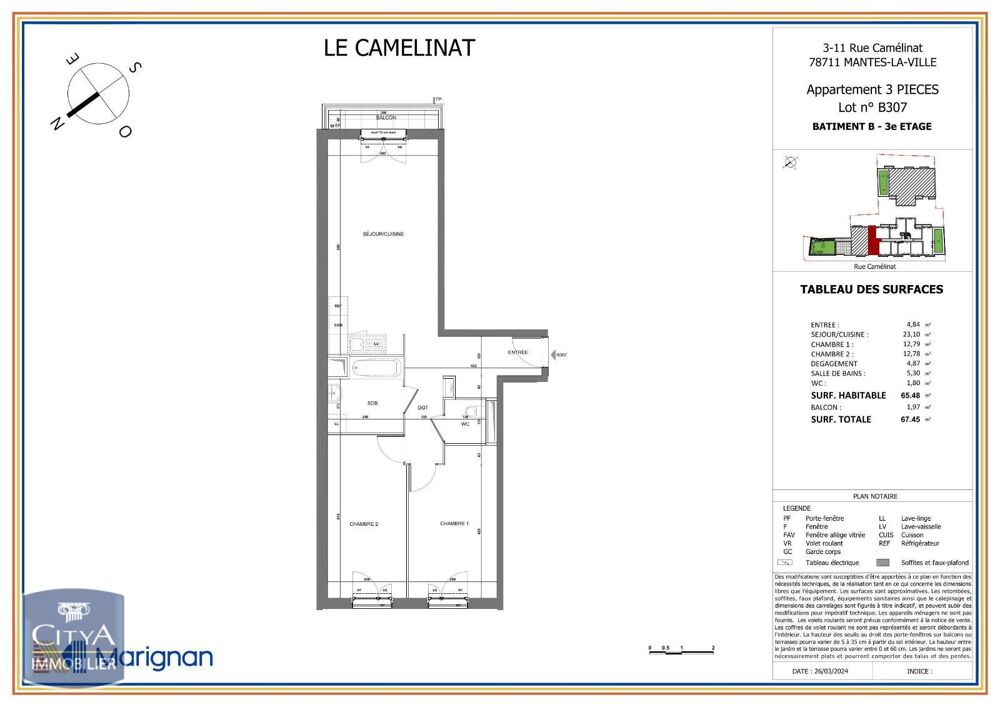 location Appartement - 3 pièce(s) - 65 m² Mantes-la-Ville (78711)