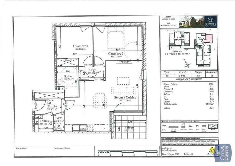 location Appartement - 3 pièce(s) - 64 m² La Ville-aux-Dames (37700)