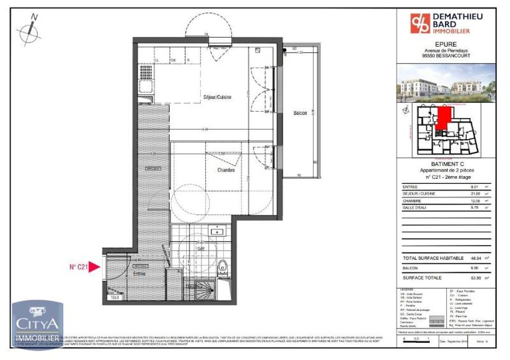 location Appartement - 2 pièce(s) - 47 m² Bessancourt (95550)