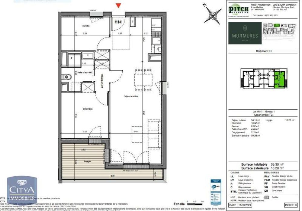 location Appartement - 2 pièce(s) - 60 m² Balma (31130)