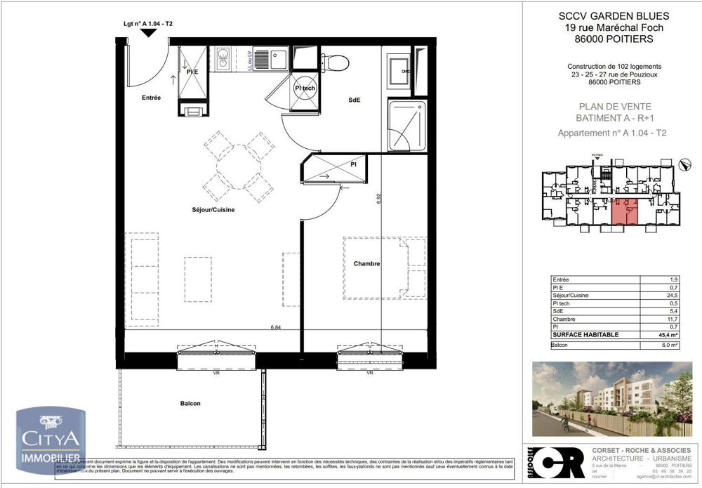 location Appartement - 2 pièce(s) - 45 m² Poitiers (86000)