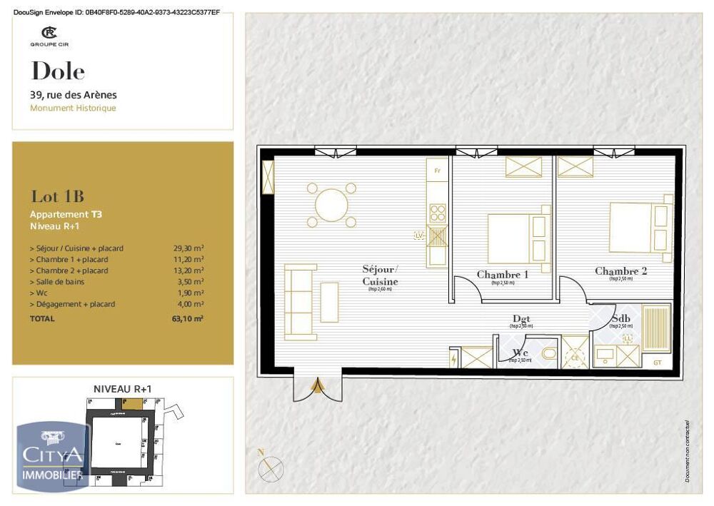 location Appartement - 3 pièce(s) - 63 m² Dole (39100)