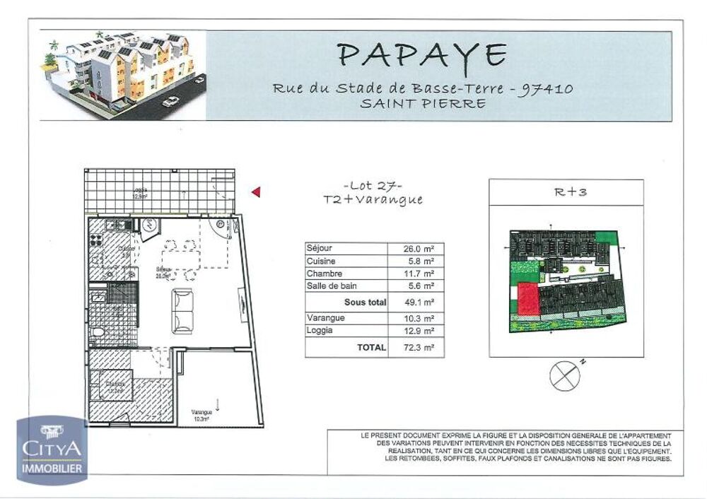 location Appartement - 2 pièce(s) - 49 m² Saint-Pierre (97410)