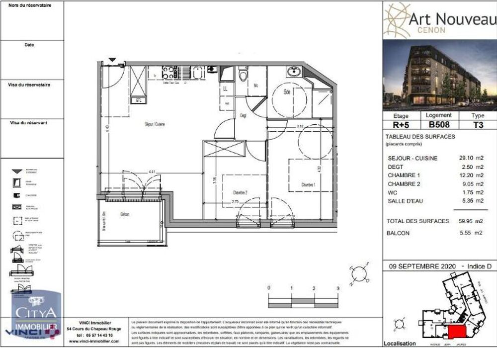 location Appartement - 3 pièce(s) - 60 m² Cenon (33150)