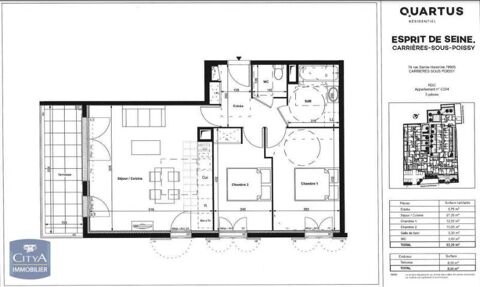  Appartement � louer 3 pi�ces 63 m�