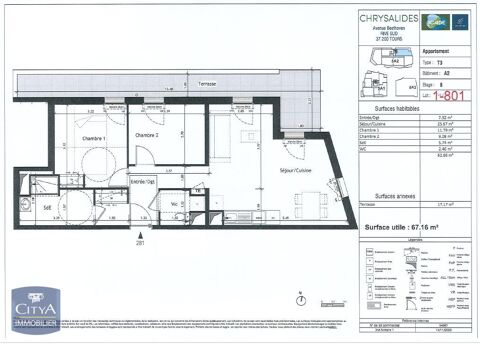 Appartement � louer 3 pi�ces 63 m�