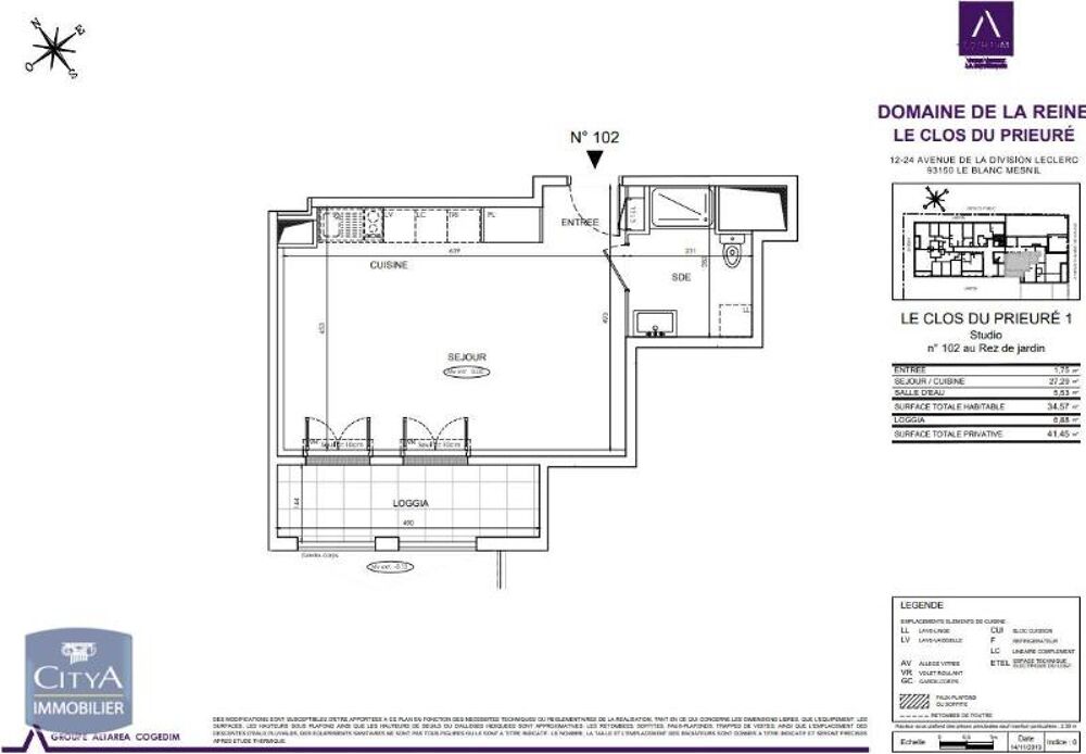 location Appartement - 1 pièce(s) - 35 m² Le Blanc-Mesnil (93150)
