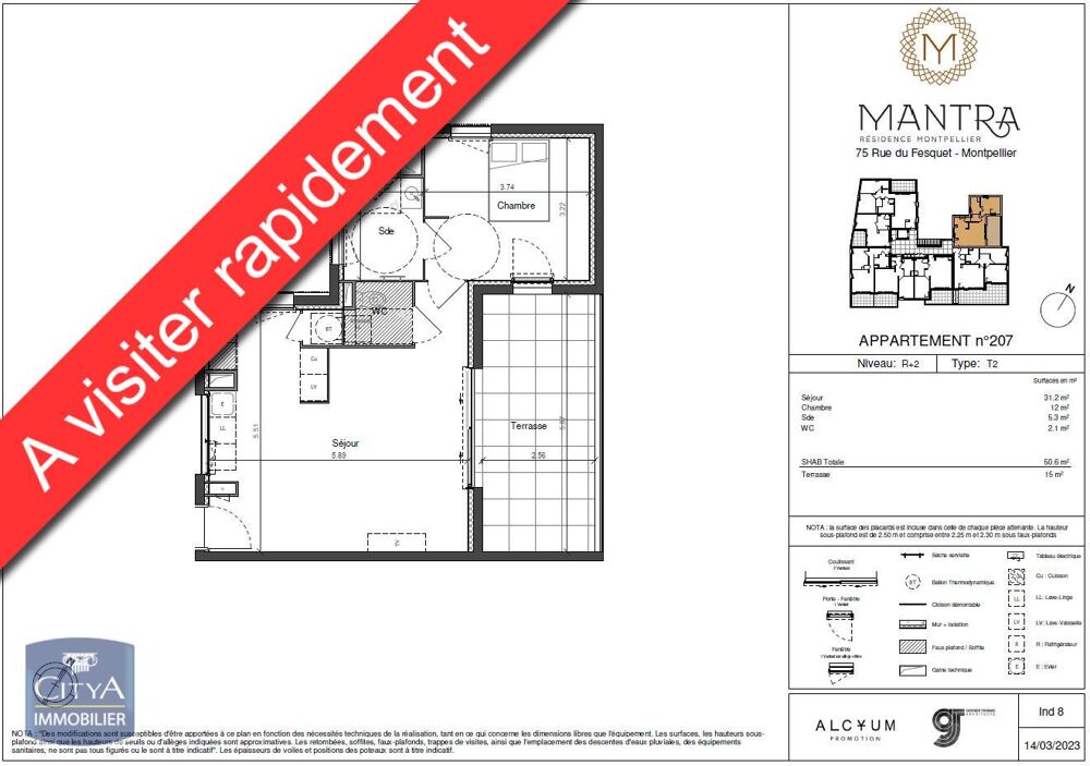 PAS DE FRAIS D'AGENCE - À LOUER : APPARTEMENT T2 AVEC TE....