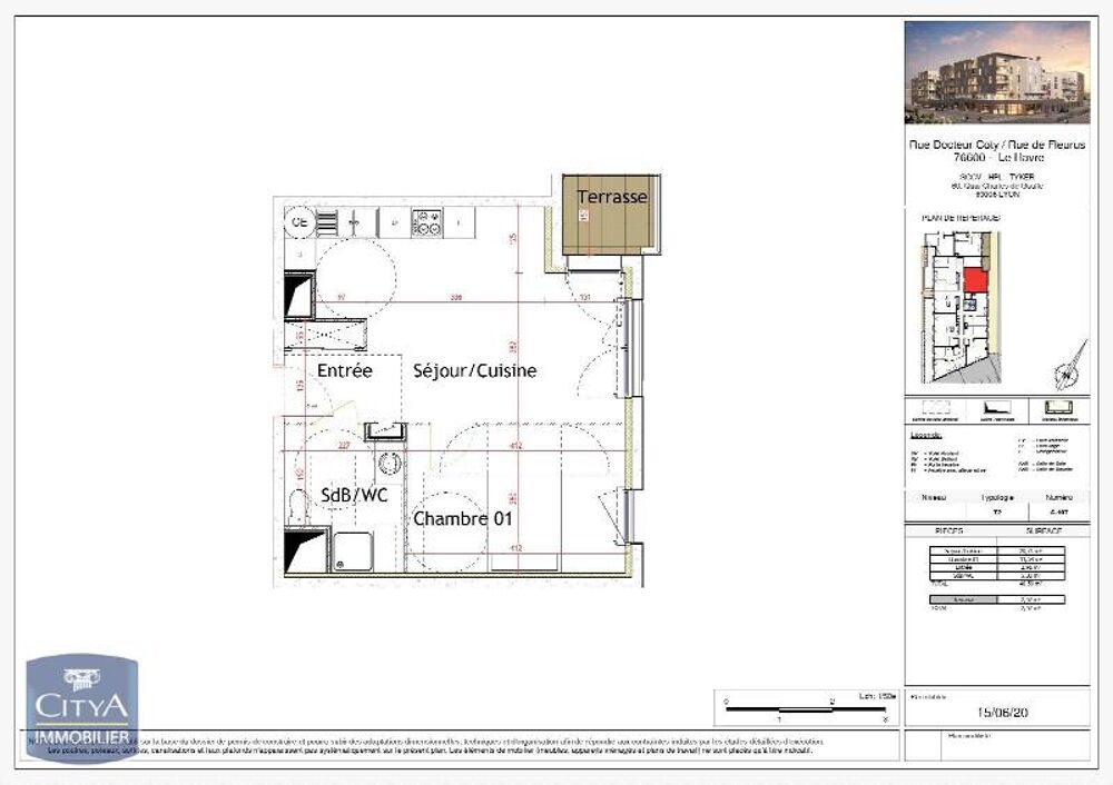 location Appartement - 2 pièce(s) - 41 m² Le Havre (76600)