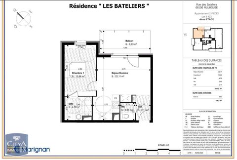  Appartement  louer 2 pices 44 m