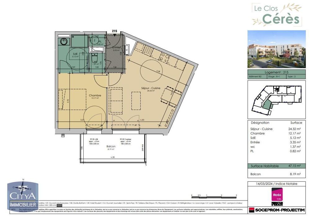 location Appartement - 2 pièce(s) - 47 m² Wambrechies (59118)