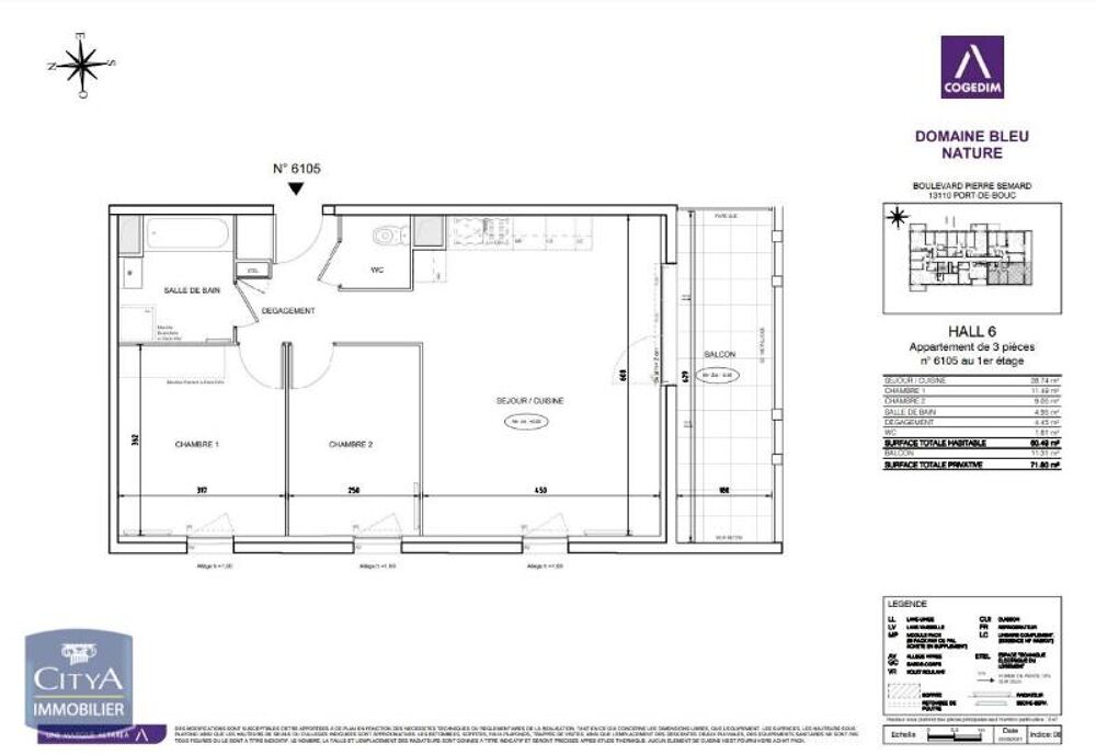 APPARTEMENT 3 PIÈCES 60M² BALCON ET DEUX PARKINGS - PORT....