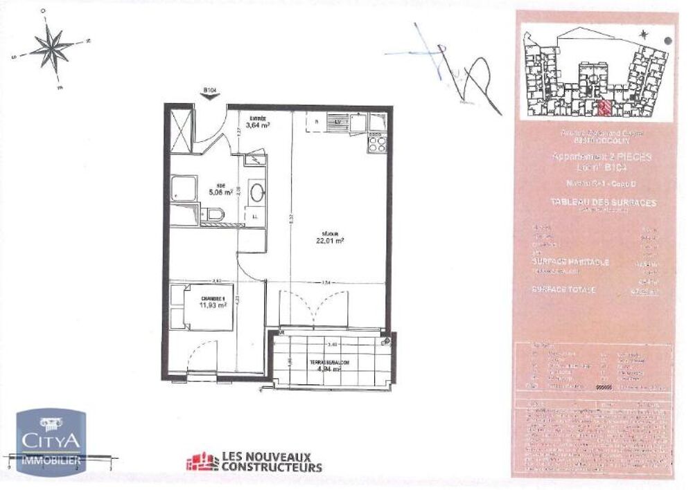 EXCLUSIVITÉ - APPARTEMENT 2 PIÈCES AVEC TERRASSE À louer....