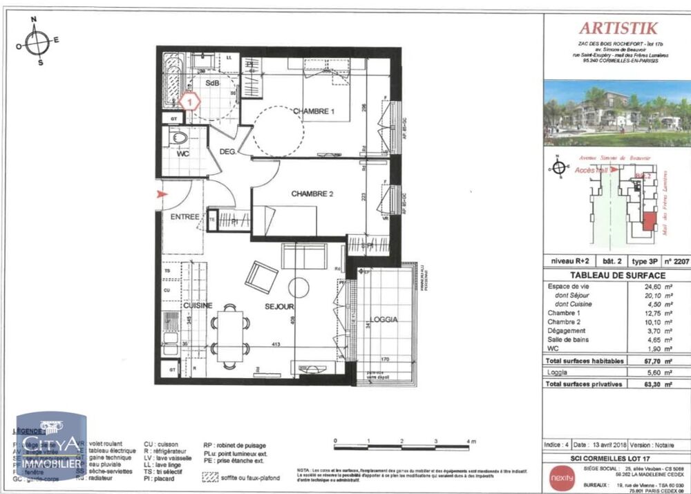 location Appartement - 3 pièce(s) - 57 m² Cormeilles-en-Parisis (95240)