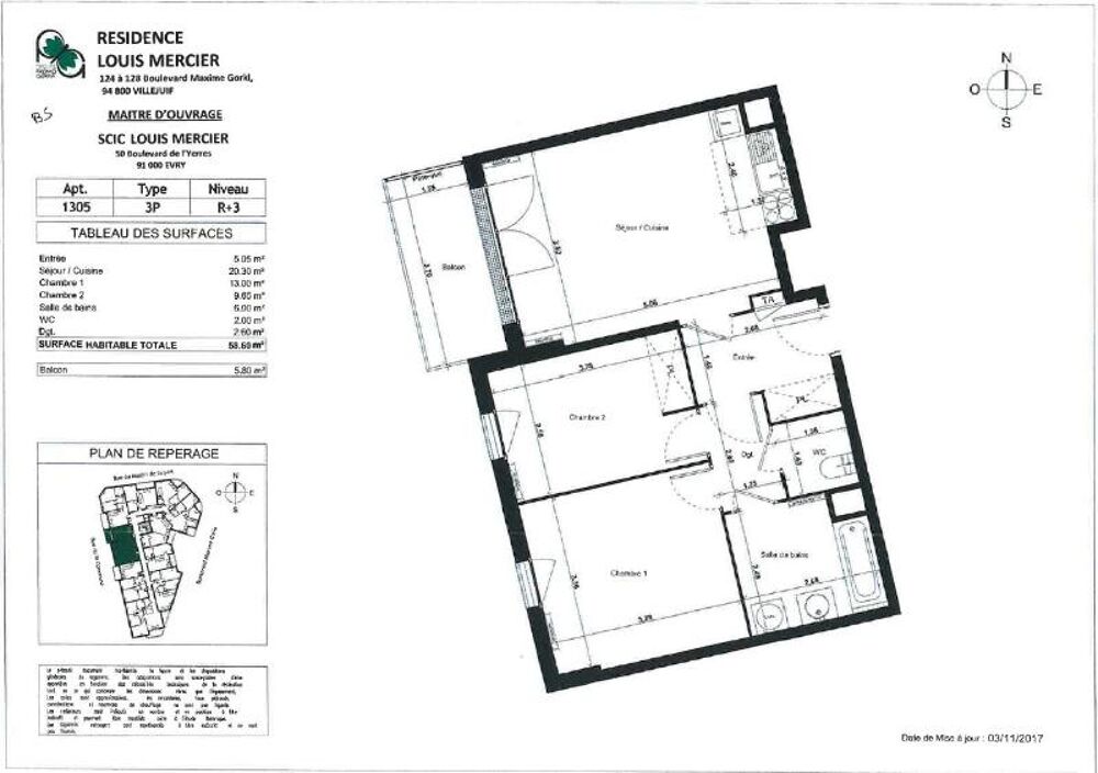 location Appartement - 3 pièce(s) - 59 m² Villejuif (94800)